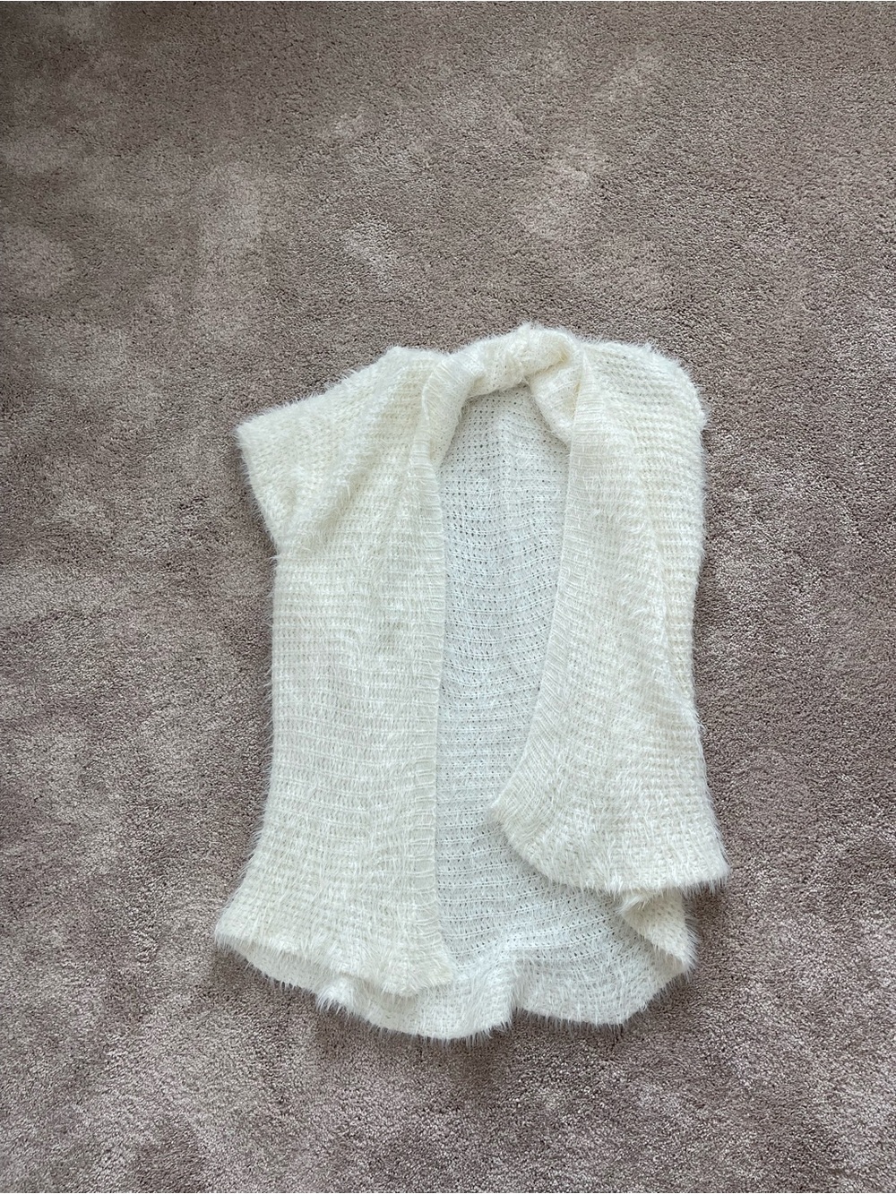 Cozy Open-Front Ivory Women's Sweater Vest